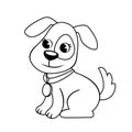 Cute cartoon little dog. Puppy. Black and white vector illustration for coloring book Royalty Free Stock Photo